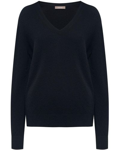 12 STOREEZ V-neck Cashmere-wool Sweater - Blue