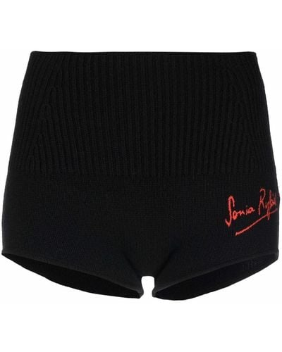 Sonia Rykiel Pantalones cortos con logo bordado - Negro