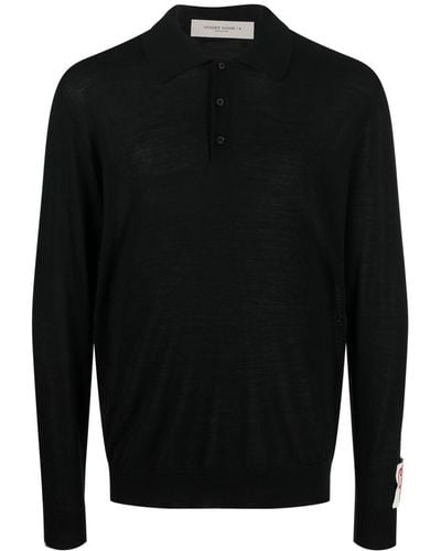 Golden Goose Long-sleeve Knitted Polo Shirt - Black