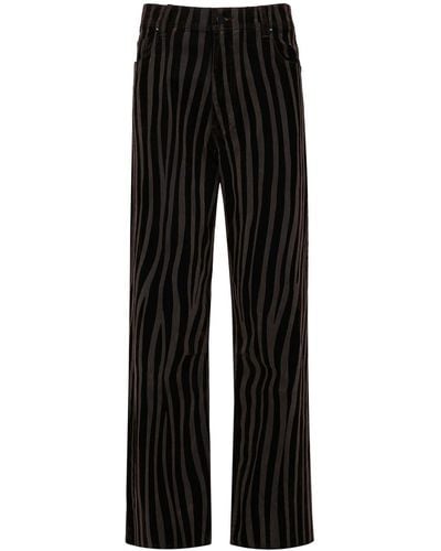 RTA Striped Straight-leg Cropped Trousers - Black