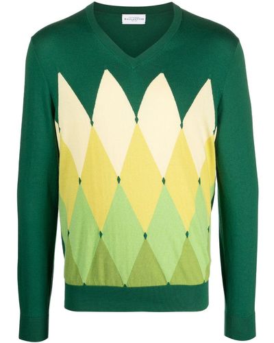 Ballantyne Argyle-pattern Knit Sweater - Green