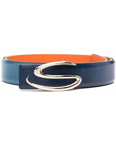 Santoni Logo-buckle Belt - Blue