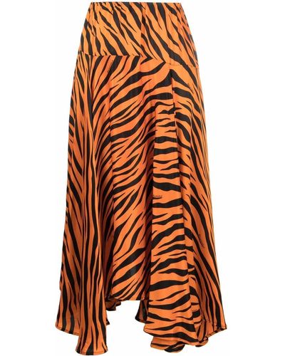 Balenciaga Midirock mit Tiger-Print - Orange