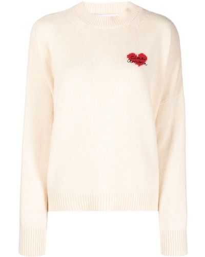 Giada Benincasa Intarsia-logo Merino Wool Sweater - White