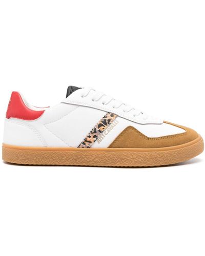 Just Cavalli Leather Contrasting-panels Trainers - White