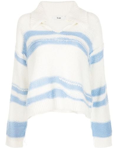 B+ AB Striped Polo Sweater - Blue