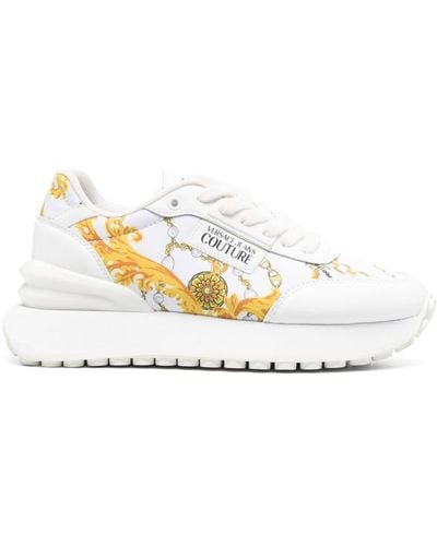 Versace Logo-patch Almond-toe Trainers - White