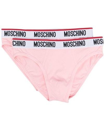 Moschino Slip mit Logo-Print - Pink