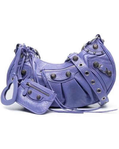 Balenciaga Le Cagole S Leather Shoulder Bag - Purple