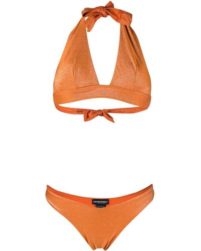 Emporio Armani Klassischer Neckholder-Bikini - Orange