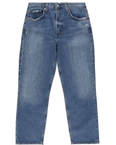 Agolde Kye Cropped Straight-leg Stretch Jeans - Blue