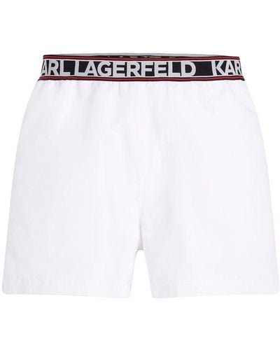 Karl Lagerfeld Essential Logo-print Swim Shorts - White