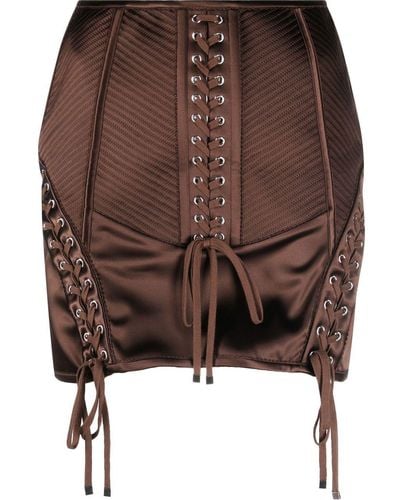Dolce & Gabbana Lace-up Mini Skirt - Brown