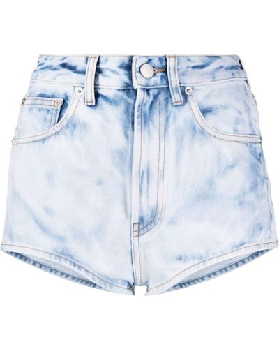 Alessandra Rich Bleached Denim Mini Shorts - Blue