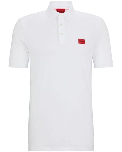 HUGO Logo-appliqué Cotton Polo Shirt - White