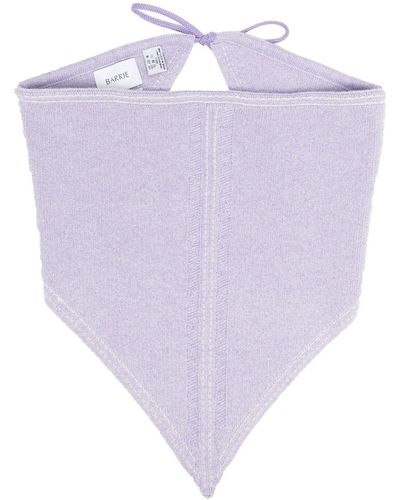 Barrie Contrast-stitching Knitted Scarf - Purple