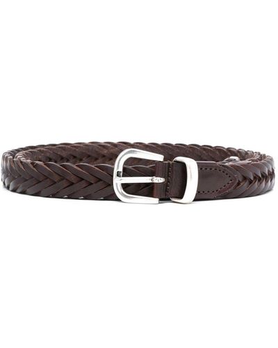 Eleventy Braided Leather Belt - Brown