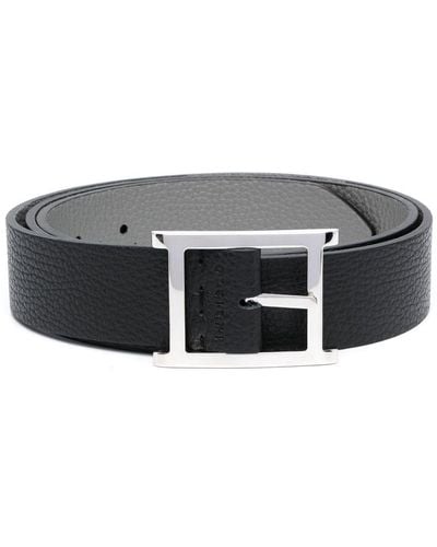 Orciani Logo-debossed Leather Belt - Black