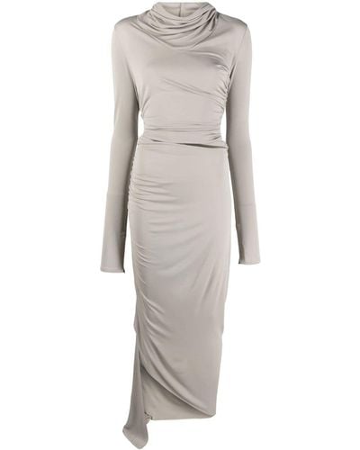 ANDREADAMO Asymmetric Draped Midi Dress - Grey