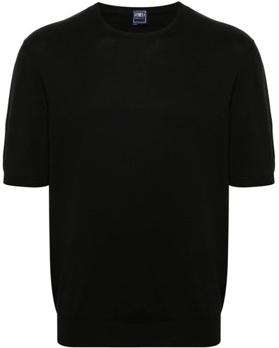 Fedeli Drop-shoulder Cotton Sweater - Black