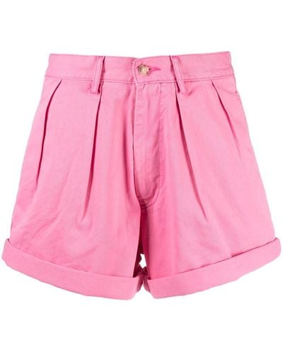 Denimist Pleated Cotton Mini Shorts - Pink