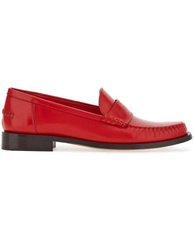 Ferragamo Logo-embossed Leather Loafers - Red