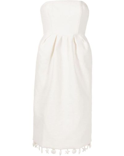 Adriana Degreas Appliqué Strapless Midi Dress - White