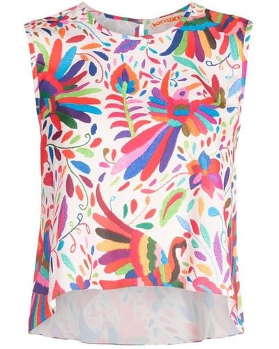 Olympiah Abstract-print Sleeveless Blouse - Red