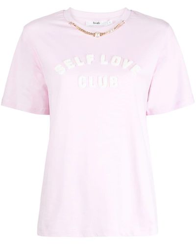 B+ AB T-shirt Self Love Club à col orné de chaîne - Rose