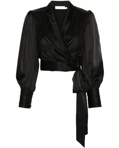 Zimmermann Wrap-design silk blouse - Schwarz