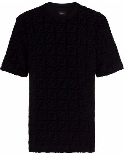 Fendi T-shirt à motif FF Karligraphy en jacquard - Noir