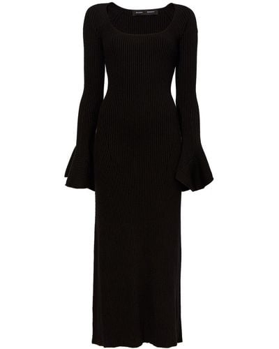 Proenza Schouler Ribbed-knit Flute-sleeved Dress - Black