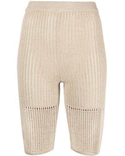 Nanushka High-waisted Knitted Cycling Shorts - Natural