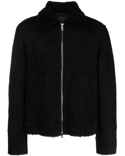 DESA NINETEENSEVENTYTWO Spread-collar Suede Jacket - Black
