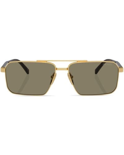 Prada Prada Pr A57s Rectangle Frame Sunglasses - Metallic