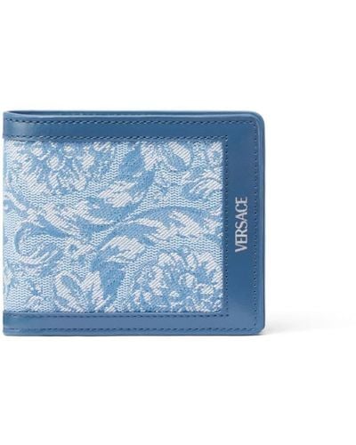 Versace バロッコジャカード 二つ折り財布 - ブルー