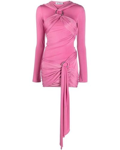 The Attico Draped Long-sleeve Minidress - Pink
