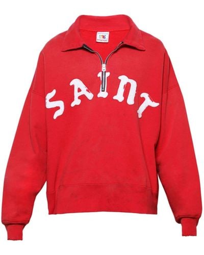 SAINT Mxxxxxx Logo-print Cotton Sweatshirt - Red