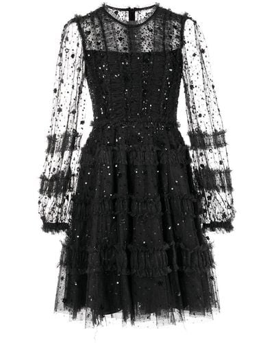 Needle & Thread Violet Shimmer Mini-dress - Black