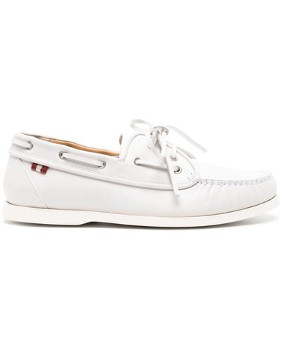 Bally Nabry Leather Boat Shoes - White