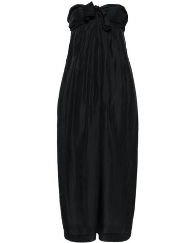 Tela Stelo Silk Midi Dress - Black
