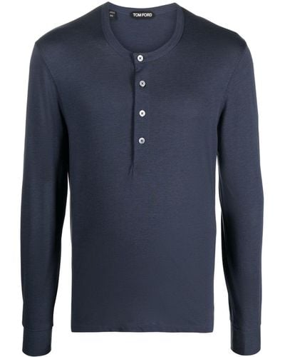 Tom Ford Klassisches Langarmshirt - Blau