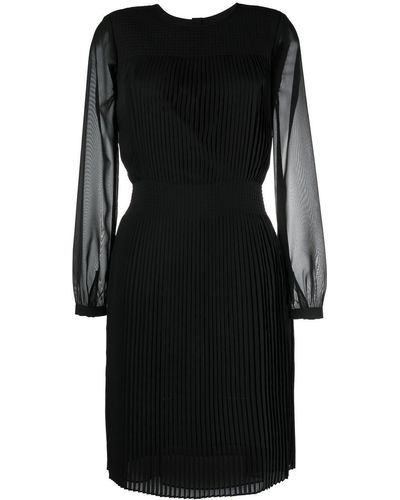 Emporio Armani Long-sleeved Pleated Midi Dress - Black