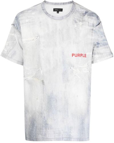 Purple Brand T-Shirt im Distressed-Look - Weiß