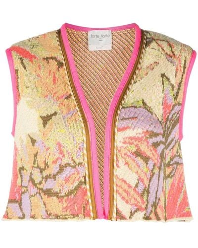 Forte Forte Jacquard-pattern Ribbed-knit Vest - Pink