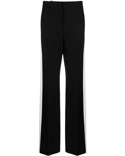 MSGM Pantalones anchos con ribete en contraste - Negro