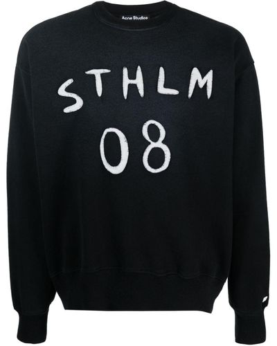 Acne Studios Slogan-appliqué Cotton Sweatshirt - Black