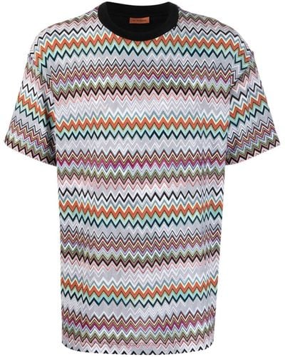 Missoni T-shirt con motivo a zigzag - Grigio