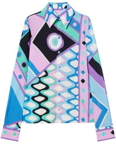 Emilio Pucci Minirock aus Satin mit Vivara-Print - Blau