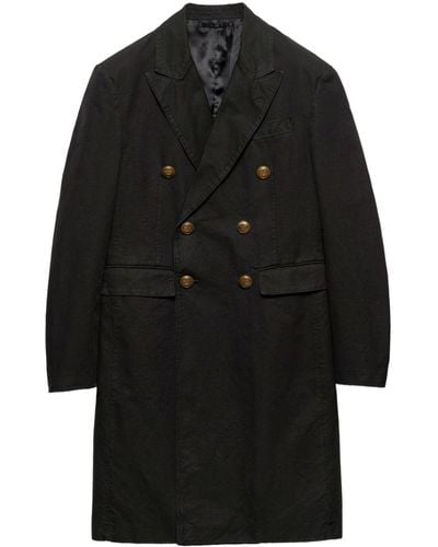 Prada Double-breasted Cotton Coat - Black
